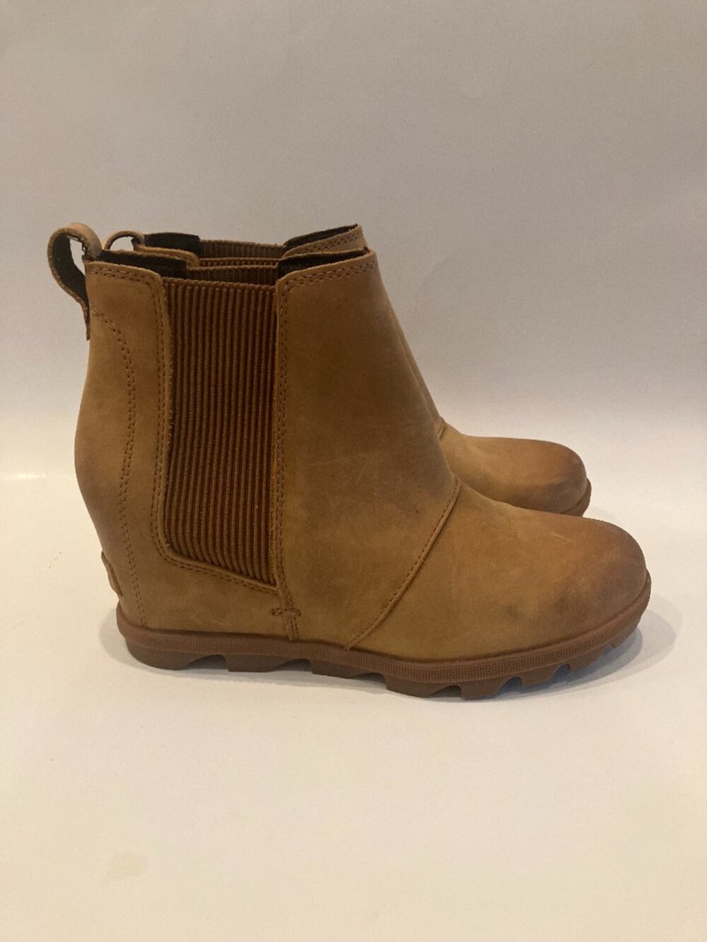 Sorel Joan of Arctic Wedge Chelsea Ankle Boot, Camel, Size 9